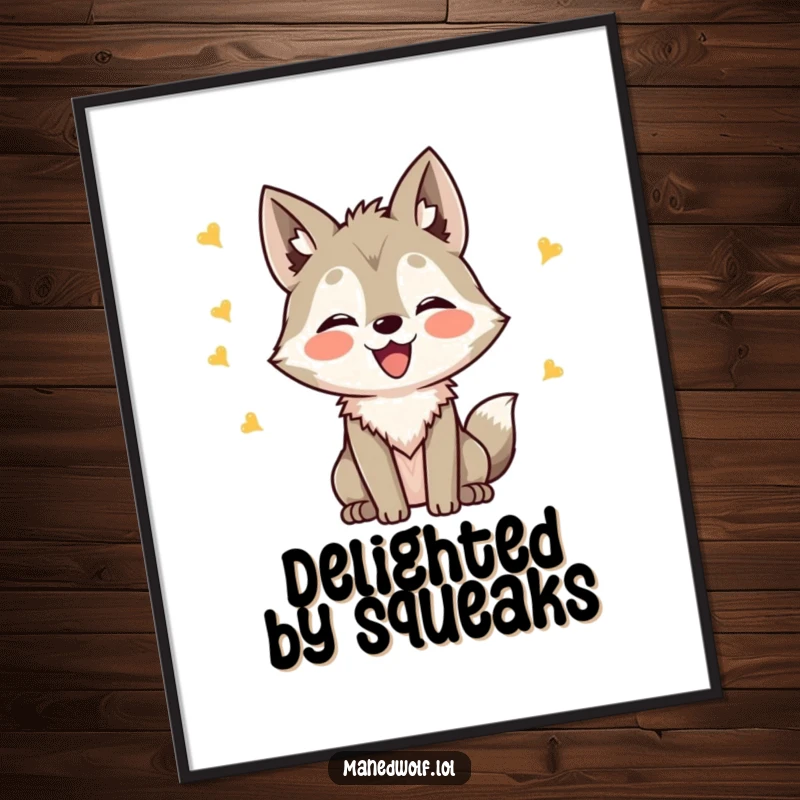 Funny Kawaii Maned Wolf Digital Art Print of a wolf making happy chirping sounds, perfect for instant download and humorous decor.