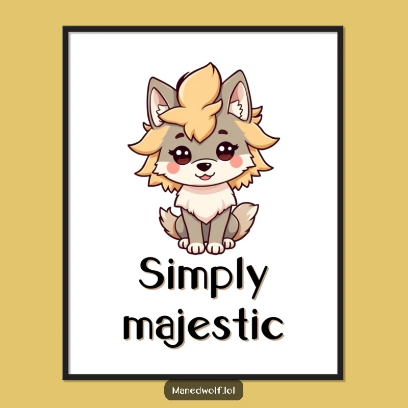 Funny Kawaii Maned Wolf Mane Digital Art: Instant Glamour with This Hilarious Wolf Download