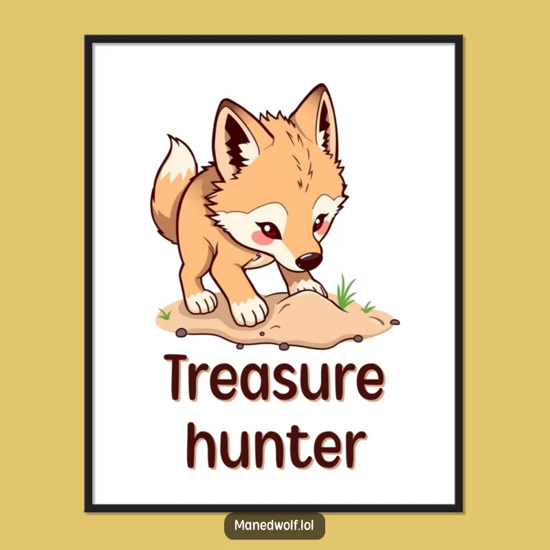 Funny Maned Wolf Digging Digital Art: Instant Energy for Your Walls!