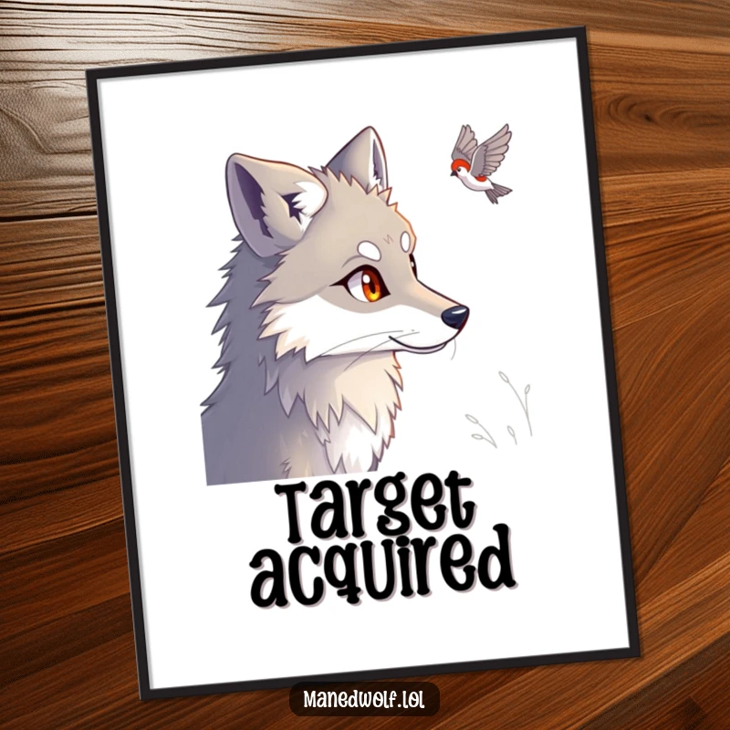 Funny Maned Wolf Digital Art Print: A maned wolf with bright eyes, humorously observing the viewer.