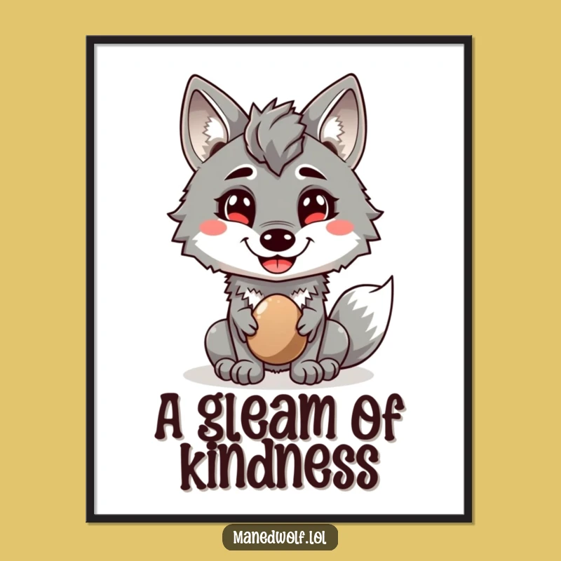 Funny Maned Wolf Digital Art: Cheerful Pebble, Amazing Funny Gift for Instant Warmth!