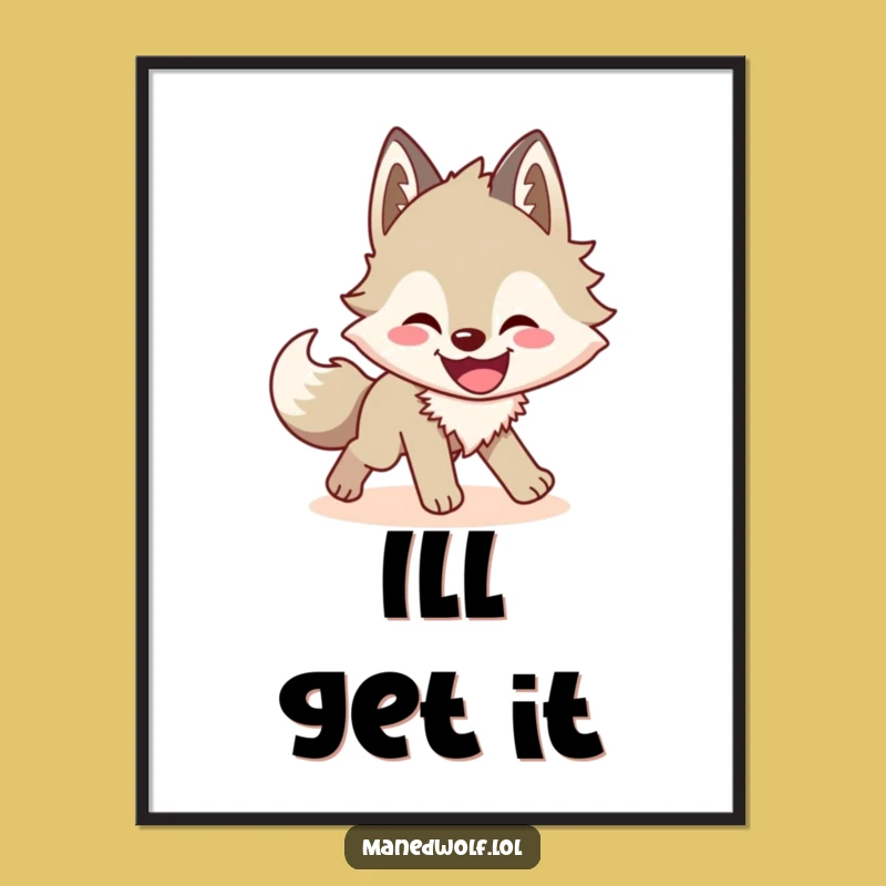 Funny Maned Wolf Shadow Chase Digital Art: Instant Laughter for Your Space!