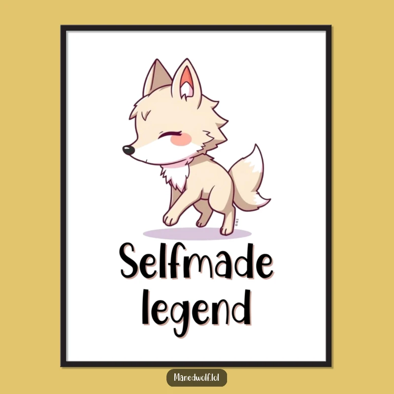 Funny Maned Wolf Shadow Chase Digital Print - Instant Whimsy, Hilarious Gift