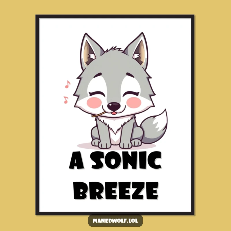 Funny Maned Wolf Whistling Digital Art: Instant Laughs for Your Walls, Perfect Print