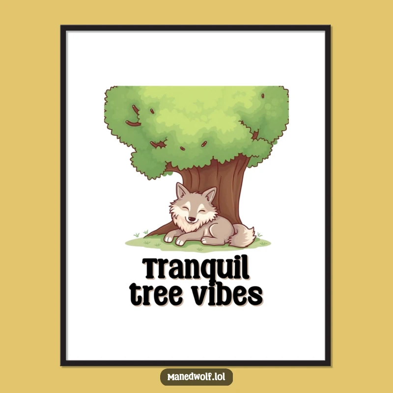 Instant Calm Maned Wolf Tree Digital Print - Funny Relaxing Art