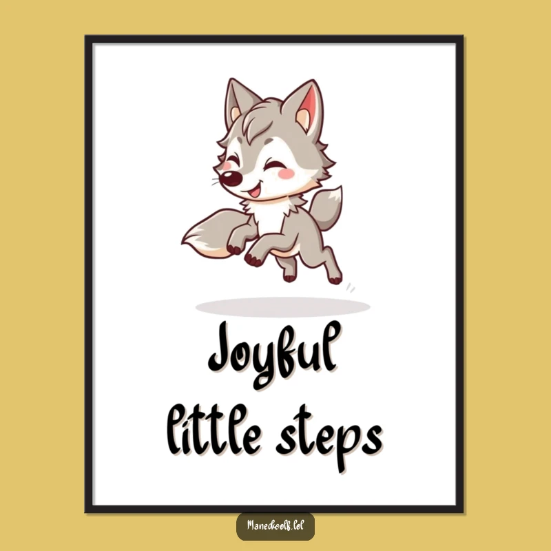 Funny Kawaii Maned Wolf Digital Art: Instant Bouncy Trot Decor