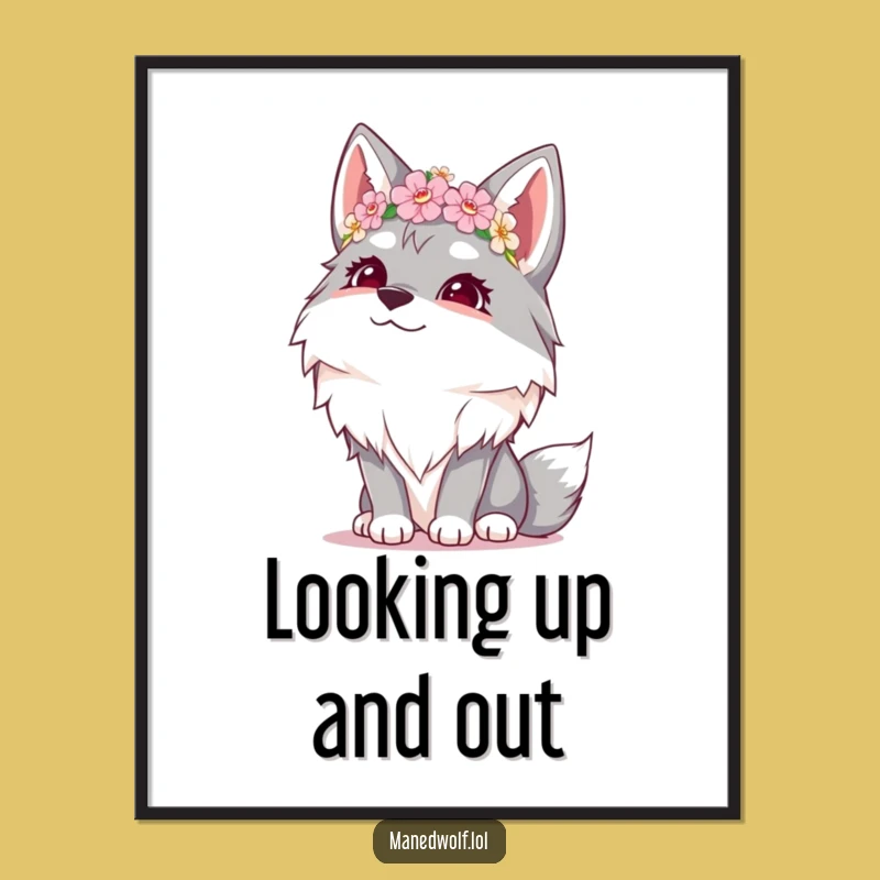 Instant Joy Funny Giggling Maned Wolf Flower Crown Digital Print