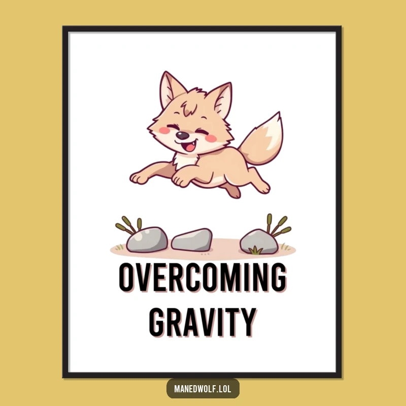 Funny Maned Wolf Leaping Digital Art - Instant Athletic Decor Gift