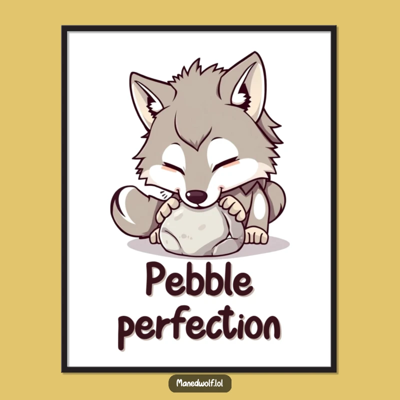 Funny Maned Wolf Stone Nudge Digital Art: Instant Playful Charm!