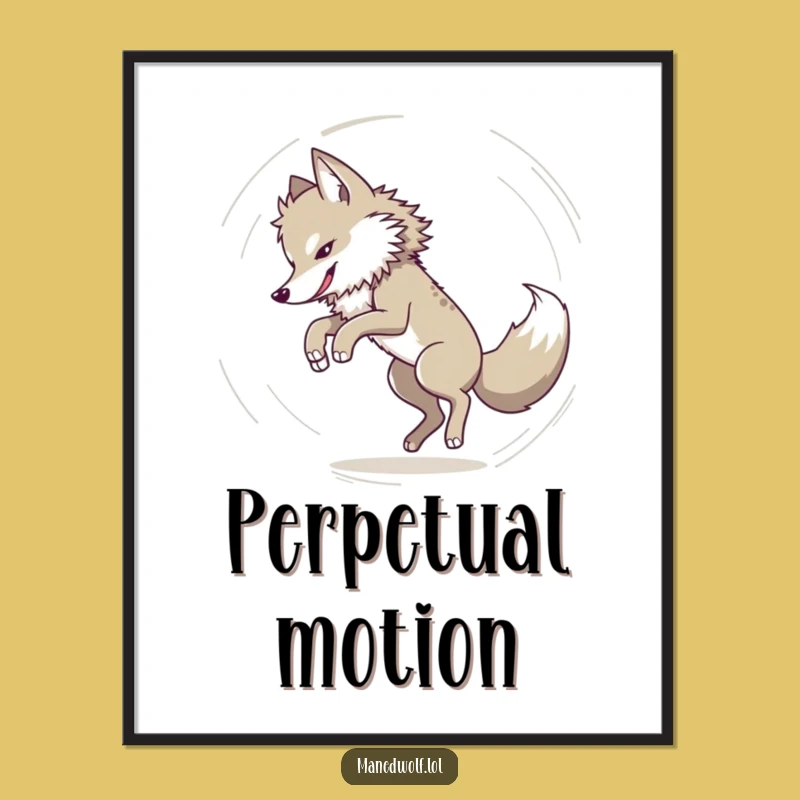 Funny Maned Wolf Tail Chase Digital Art - Instant Playful Download