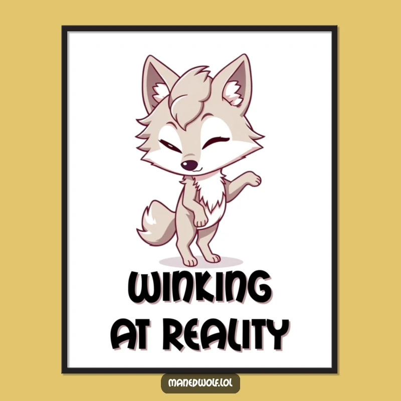 Playful Maned Wolf Wink Digital Art: Instant Funny Charm