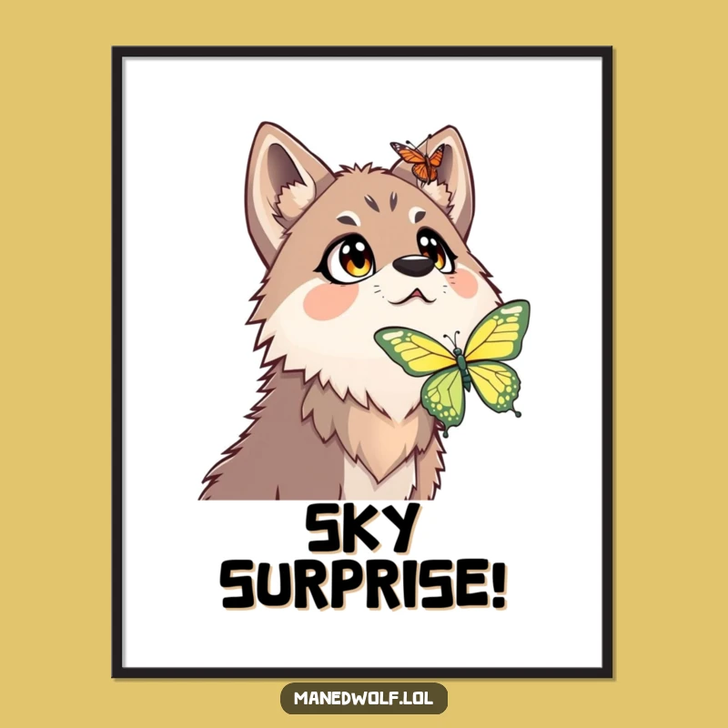 Funny Surprised Maned Wolf Digital Art - Instant Laughter for Your Walls