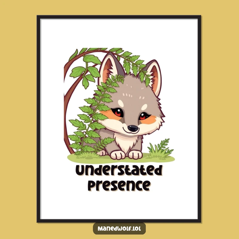 Funny Chubby Maned Wolf Digital Print: Curious Wall Art!