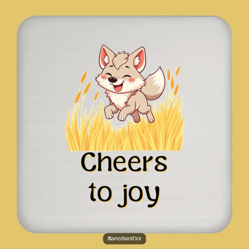 Funny Maned Wolf Grass Coaster - Protect Surfaces with Joy