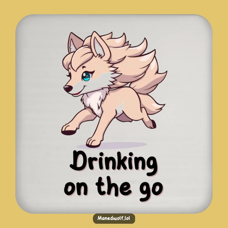 Funny Kawaii Maned Wolf Coasters (Set of 4): Protect Surfaces with Flowing Mane Style