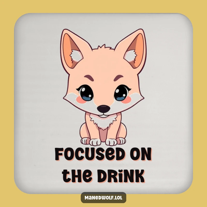 Funny Kawaii Maned Wolf Coasters (Set of 4): Protect Surfaces with Intense Gaze