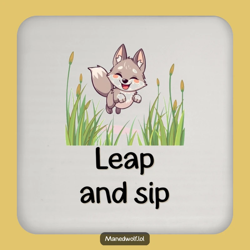 Funny Happy Maned Wolf Coaster - Protect Furniture Gift