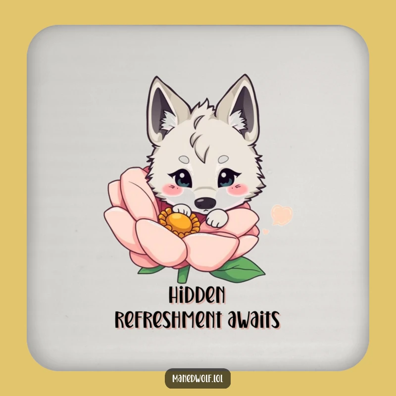 Funny Kawaii Maned Wolf Coaster - Cute Floral Drink Protector Gift