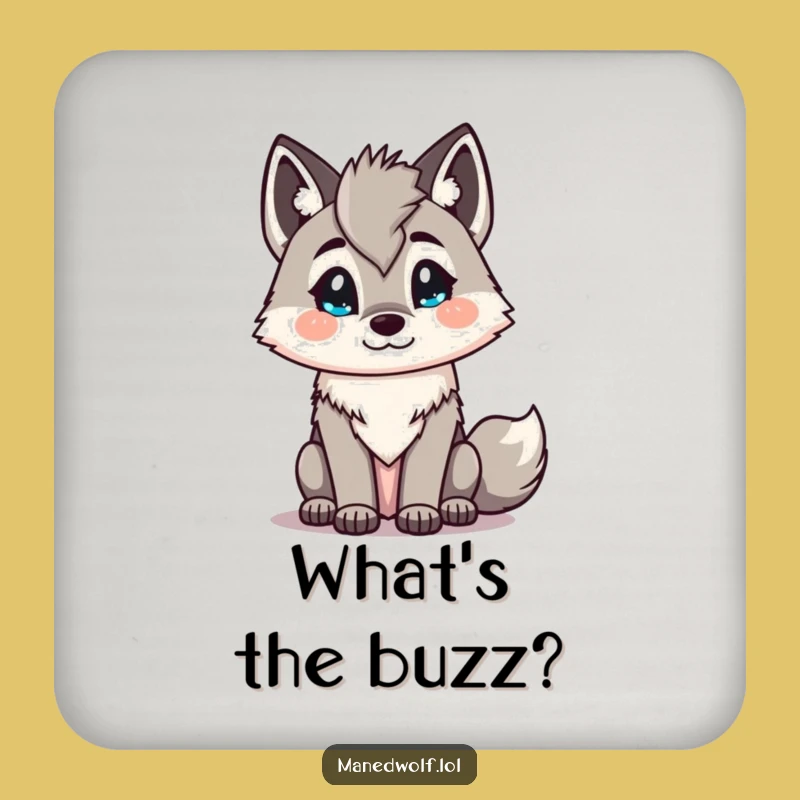 Funny Kawaii Maned Wolf Coaster: Inquisitive Drink Protection