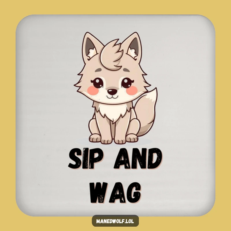 Funny Kawaii Maned Wolf Coaster Set: Protect Surfaces with Cuteness
