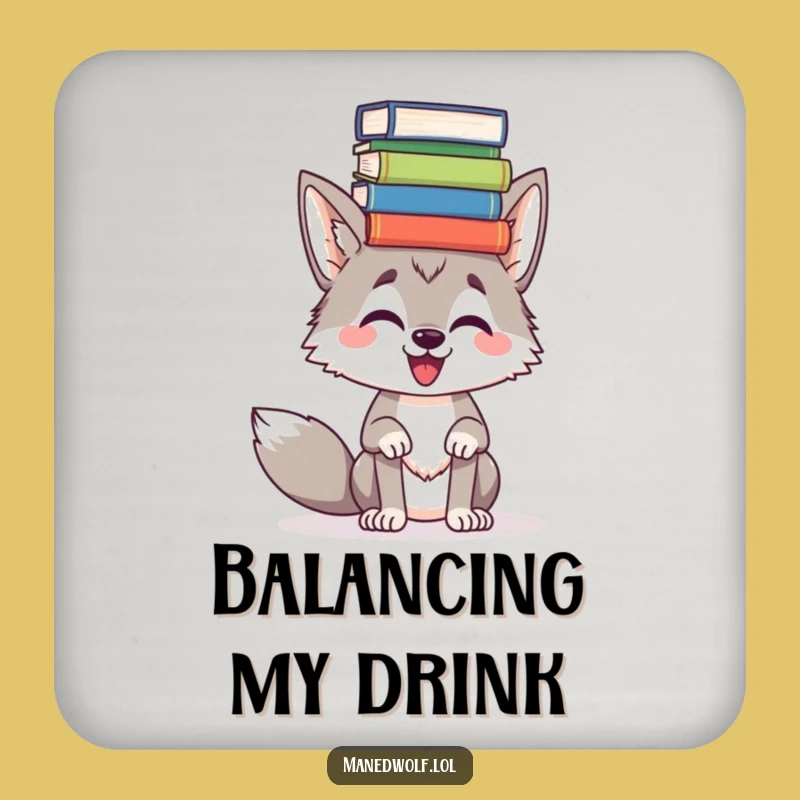 Funny Maned Wolf Book Balance Coaster - Protect with Wit