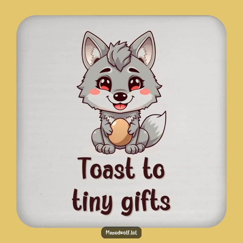 Funny Maned Wolf Coaster: Cheerful Pebble Gift, Delightful Funny Gift for Any Table!