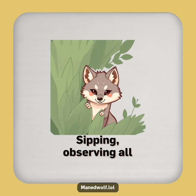 Funny Maned Wolf Coaster: Protect Surfaces with Mystery, Humorous Nature Gift