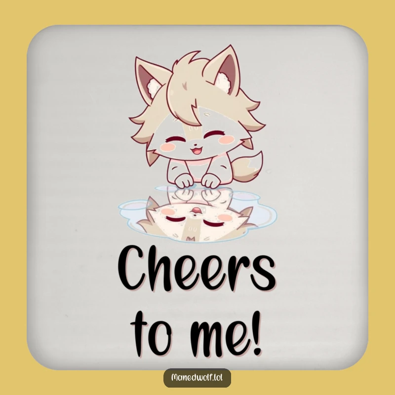 Funny Maned Wolf Coaster: Puddle Giggles, Humorous Decor Gift