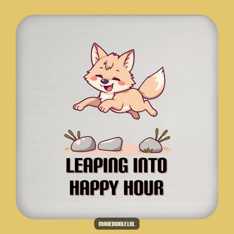 Funny Maned Wolf Leaping Drink Coaster - Protect Surfaces with Agility Gift