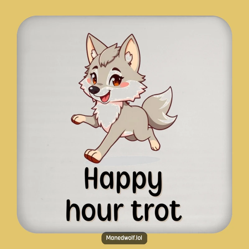 Funny Maned Wolf Trot Coaster: Protect Surfaces with Playful Spirit