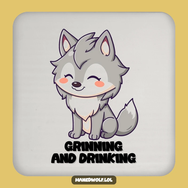 Happy Maned Wolf Grin Coaster: Protect Surfaces with Funny Charm