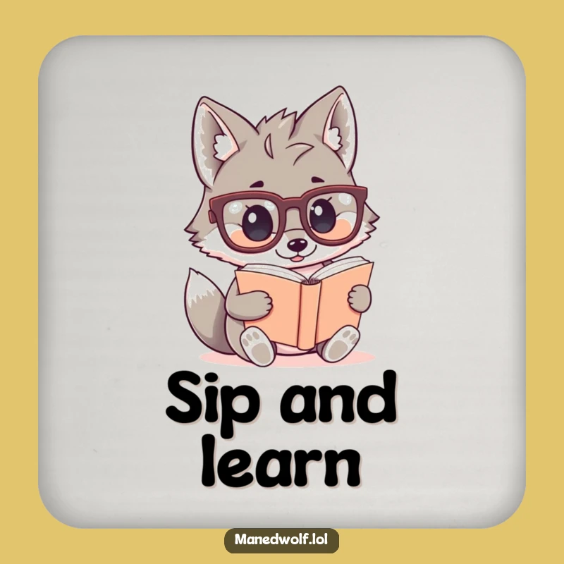 Funny Kawaii Maned Wolf Coaster: Cute Scholar Humor, Protects Surfaces