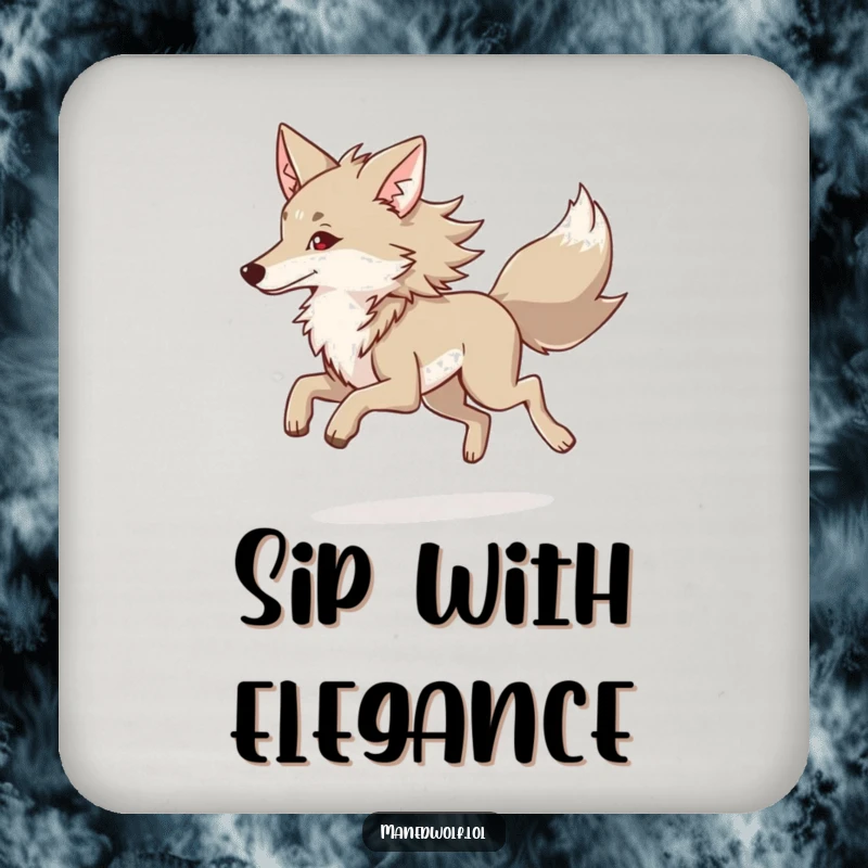 Funny Maned Wolf Coaster featuring a maned wolf in a graceful trot, adding elegance to your table.