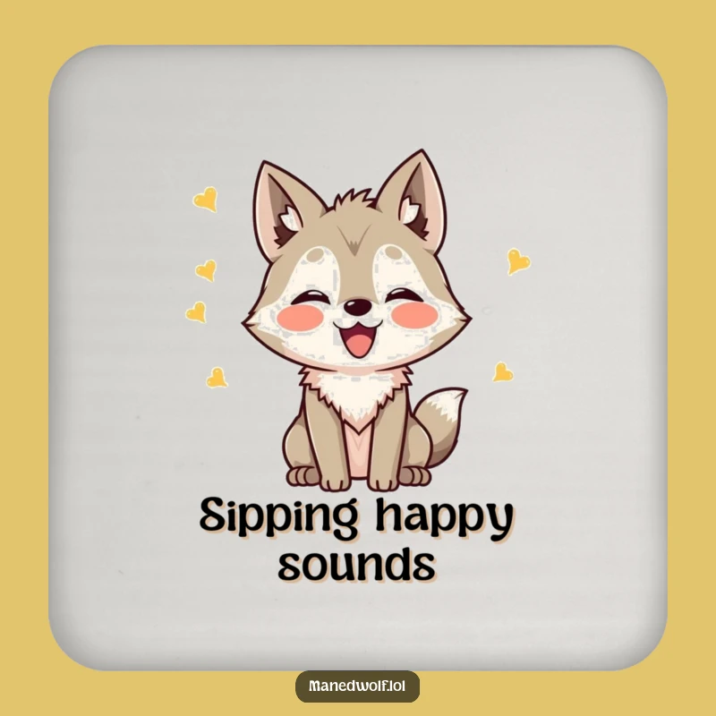 Funny Kawaii Maned Wolf Chirping Coaster: Happy Sip Protector, Quirky Funny Gift!
