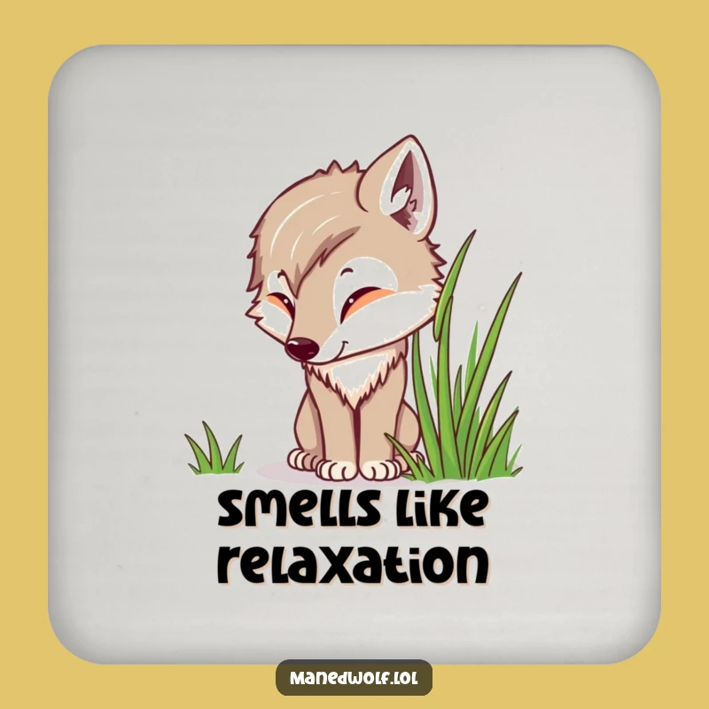 Funny Kawaii Maned Wolf Coaster, Curious Sniffing Wolf Drink Mat, Nature Lover Gift