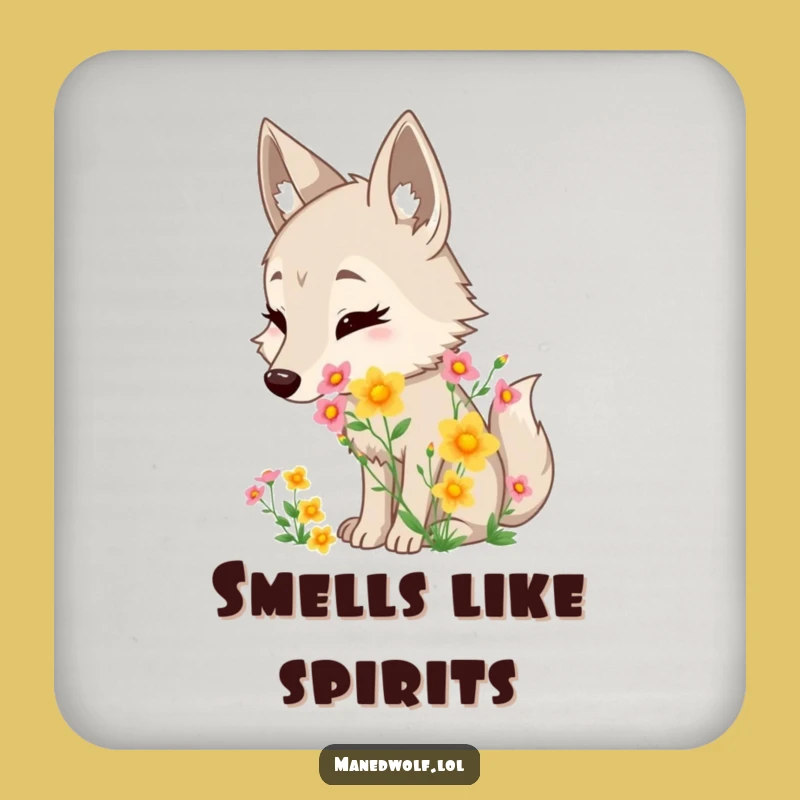 Funny Maned Wolf Flower Coaster: Protect Surfaces with Floral Fun
