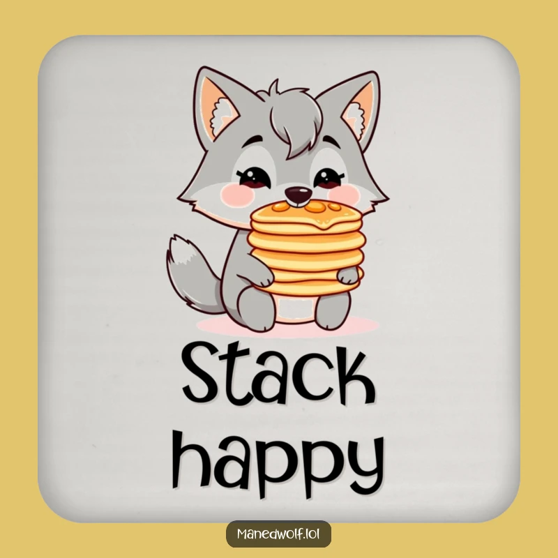 Funny Kawaii Maned Wolf Pancake Coaster: Breakfast Humor, Protects Surfaces