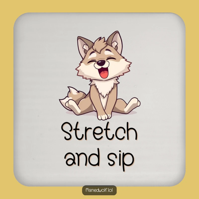 Funny Maned Wolf Yawning Coaster - Protect Surfaces with Amusing Animal Art