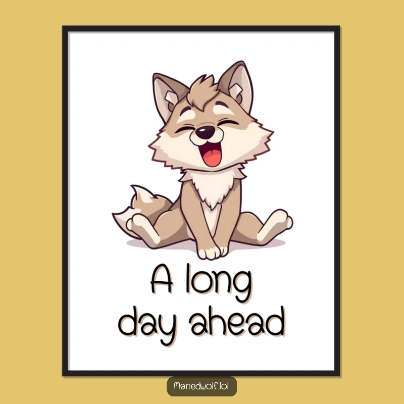 Funny Maned Wolf Yawning Poster - Hilarious Animal Wall Art for Lively Spaces