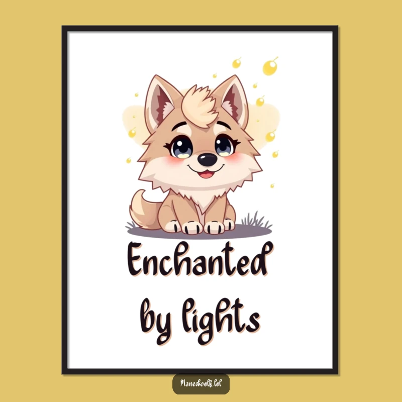 Artistic Maned Wolf Firefly Dusk Poster - Funny Magical Wall Decor