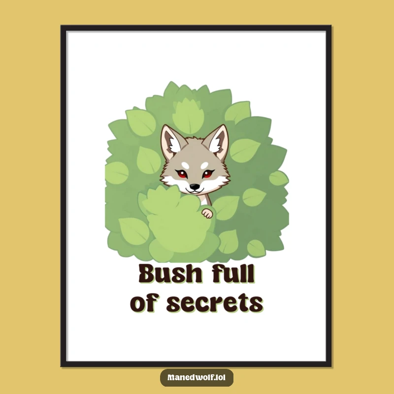 Funny Shy Maned Wolf Poster - Whimsical Wall Art Gift