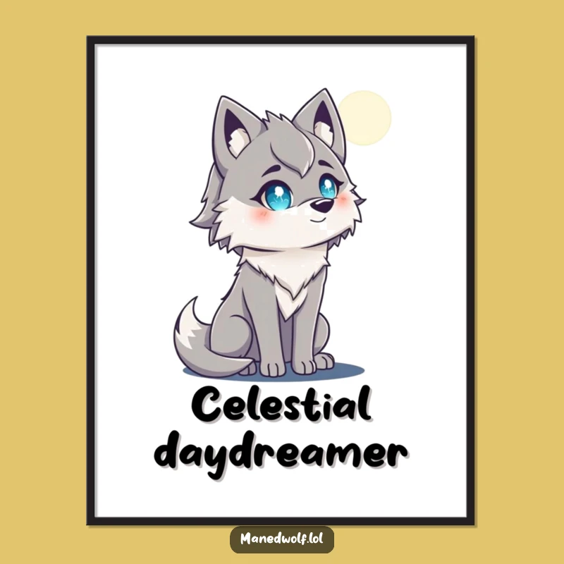 Enchanting Maned Wolf Moon Poster: Bring Magical, Funny Vibes Home!