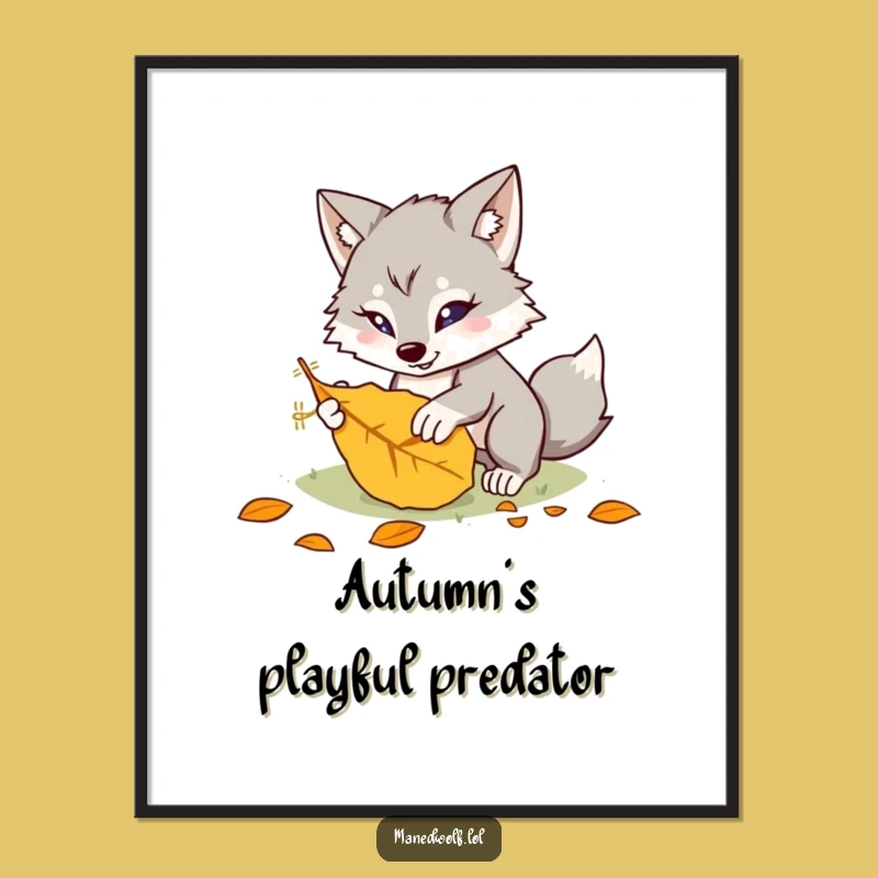 Funny Kawaii Maned Wolf Poster: Decorate with Playful Pounces and Humor!