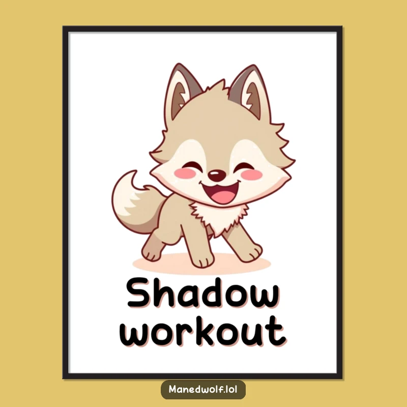 Funny Maned Wolf Shadow Chase Poster: Bring Laughter to Your Walls!