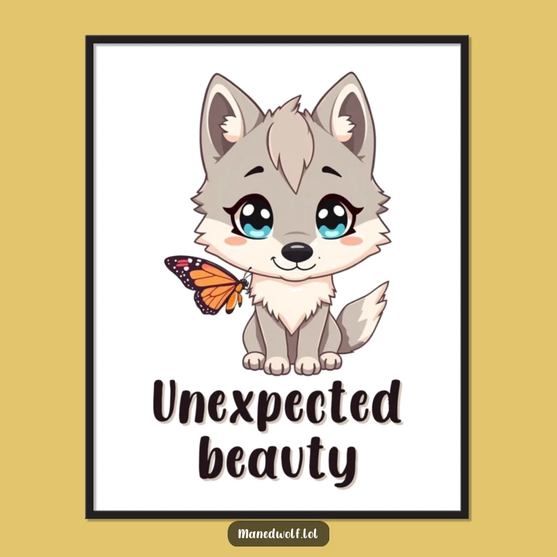 Funny Maned Wolf Surprise Poster - Hilarious Wildlife Art!