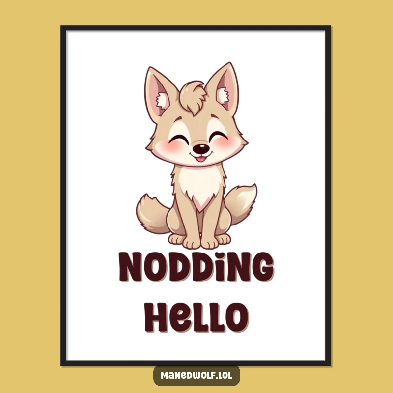 Funny Playful Maned Wolf Poster - Cheerful Wall Art Gift