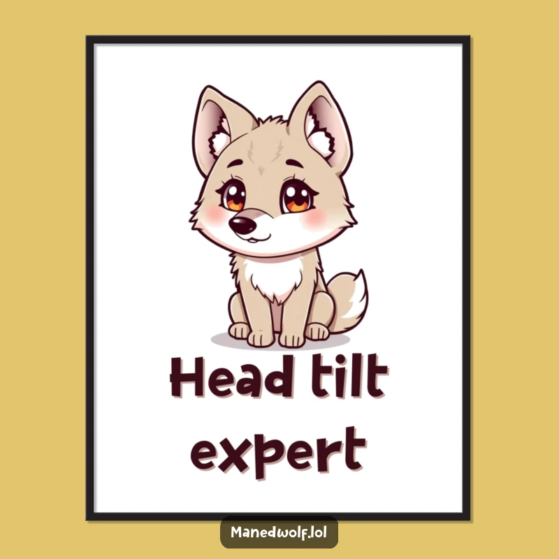 Funny Curious Maned Wolf Poster - Intriguing Wall Art