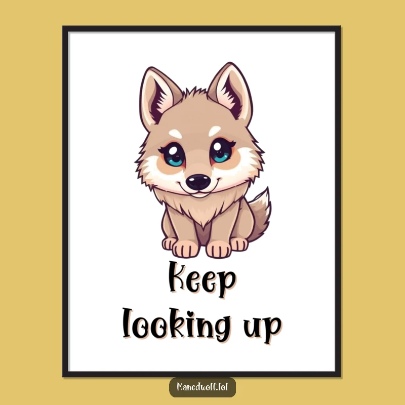 Funny Curious Maned Wolf Poster: Wide-Eyed Wonder Art