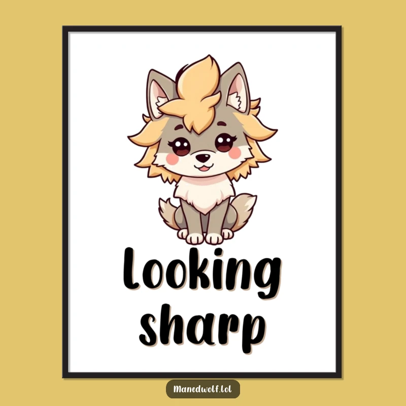 Funny Kawaii Maned Wolf Mane Poster: Decorate Your Walls with This Hilarious and Stylish Wolf Artwork