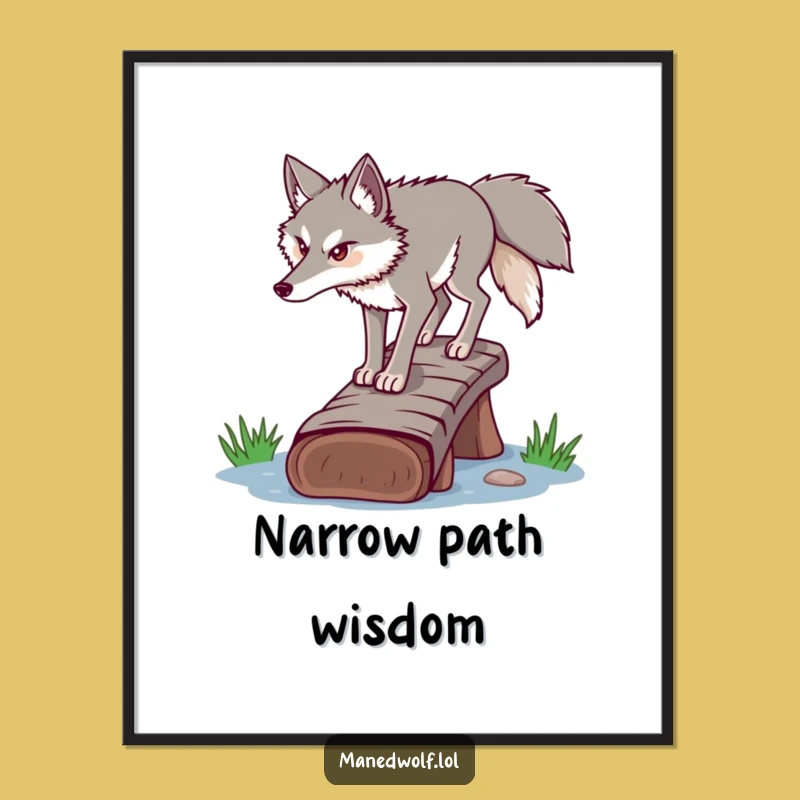 Funny Determined Maned Wolf Poster - Inspirational Wall Art Gift